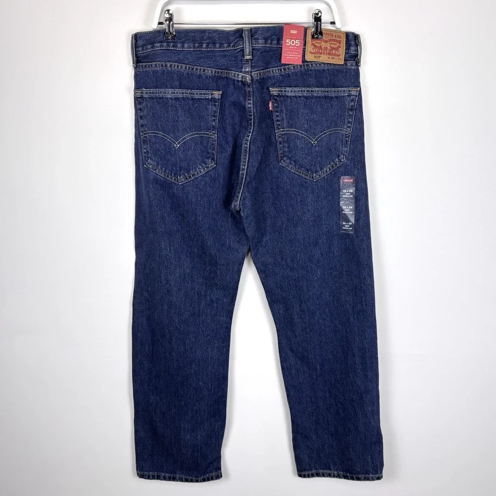Levi's 505 Jeans Men's 36x29 Blue Denim Cotton Regular Fit Straight Medium Wash